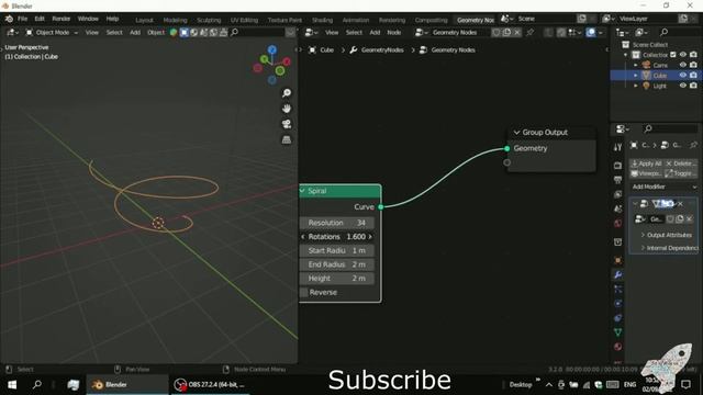 Blender Spiral curve Geo node смотреть онлайн