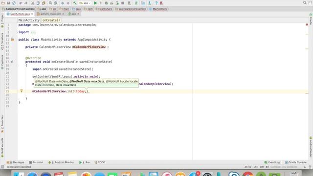Android app development for beginners - 34 - Android - Calendar Picker View смотреть онлайн
