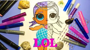 Раскраска ЛОЛ Русалочка. Куклы для девочек.