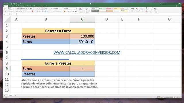 Conversor de pesetas a Euros y de Euros a pesetas en Excel смотреть онлайн