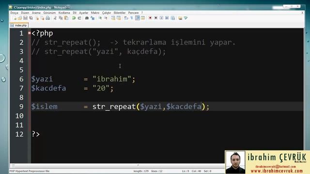 Php Dersleri 52 - Php ile Girilen Değerleri Tekrarlatmak | str_repeat(); смотреть онлайн