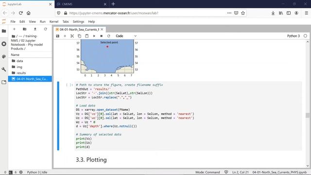Jupyter Tutorial - NWS Seas - Physical Model products - North Sea currents visualization. смотреть онлайн