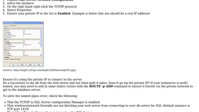How do I configure SQL Server 2005 to accept a connection to a private смотреть онлайн