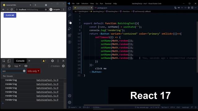 React 18 vs 17 - Automatic batching смотреть онлайн
