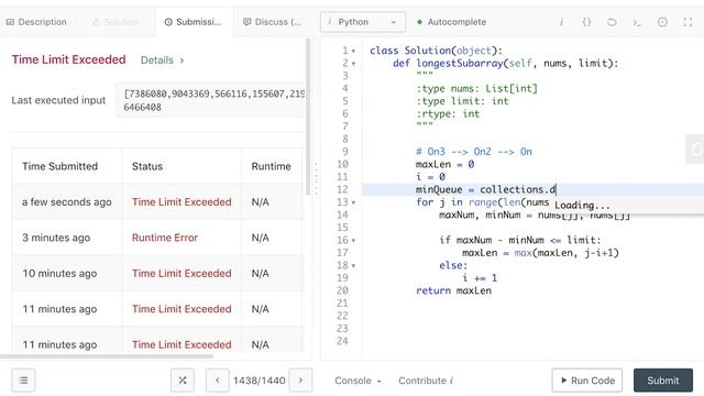 leetcode 1438 longest continuous subarray with absolute diff less than or equal to limit смотреть онлайн