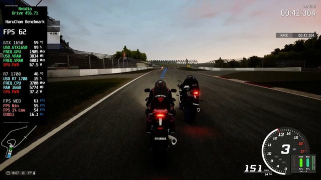 RIDE 4 - GTX 1650 4GB - Ryzen 7 1700 - 1080p - benchmark смотреть онлайн