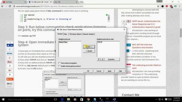 Fix SQL error: 26 - A network-related error occurred in SQL Server