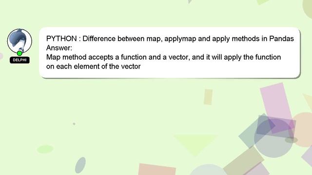 PYTHON : Difference between map, applymap and apply methods in Pandas смотреть онлайн