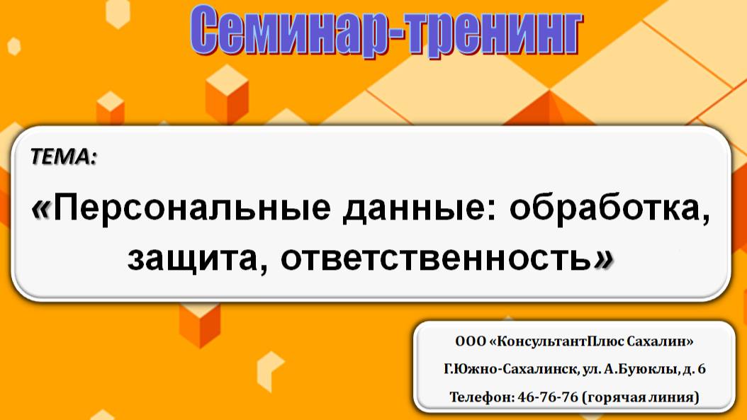Персональные данные: обработка, защита, ответственность смотреть онлайн