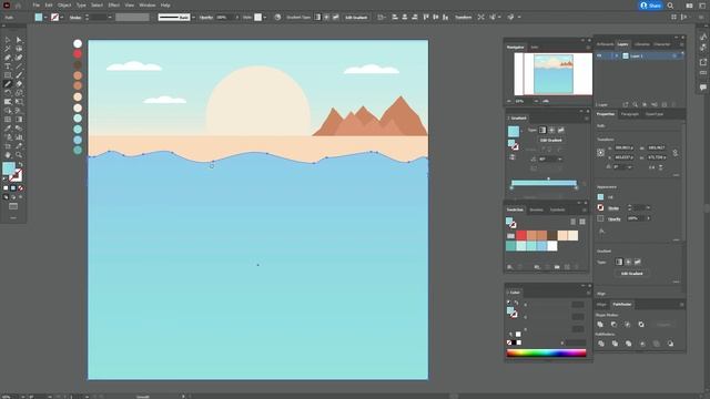 РИСУЕМ ПЛЯЖНЫЙ ПЕЙЗАЖ | УРОК В ADOBE ILLUSTRATOR смотреть онлайн