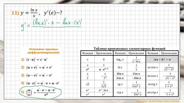 Нахождение производной функции. Повторение. Задания 10-12. смотреть онлайн