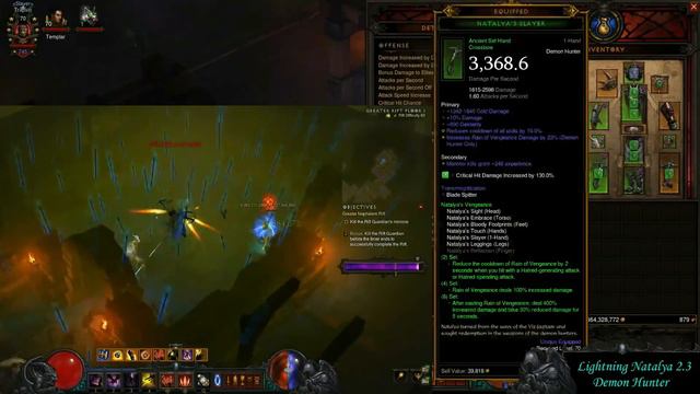 [2.3] GR60-65+ Lightning Natalya RoV - Solo Demon Hunter Build - Diablo 3 Reaper of Souls смотреть онлайн