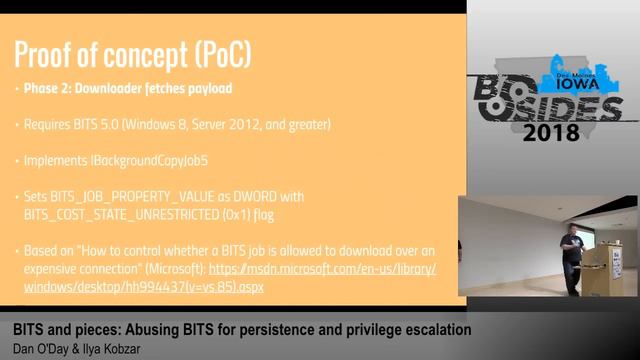 BSides Iowa 2018: "BITS and pieces: Abusing BITS for persistence and privilege escalation" смотреть онлайн