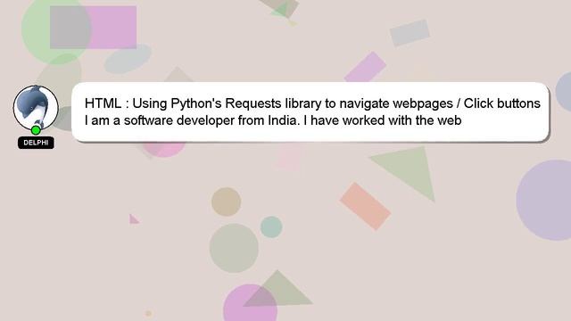 HTML : Using Python's Requests library to navigate webpages / Click buttons смотреть онлайн