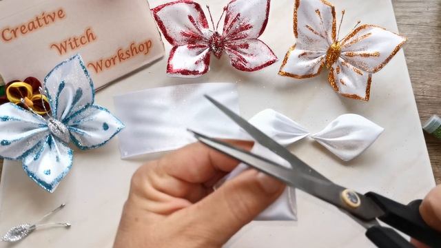 DIY / Satin ribbon butterfly / Kanzashi satin ribbon / How to make a butterfly