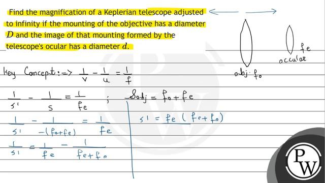 Find the magnification of a Keplerian telescope adjusted to infinity if the mounting of the obje... смотреть онлайн