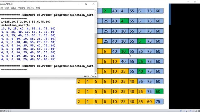 Selection sort in Python смотреть онлайн