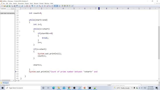 Count The Prime Number Within User Given Range in Java смотреть онлайн