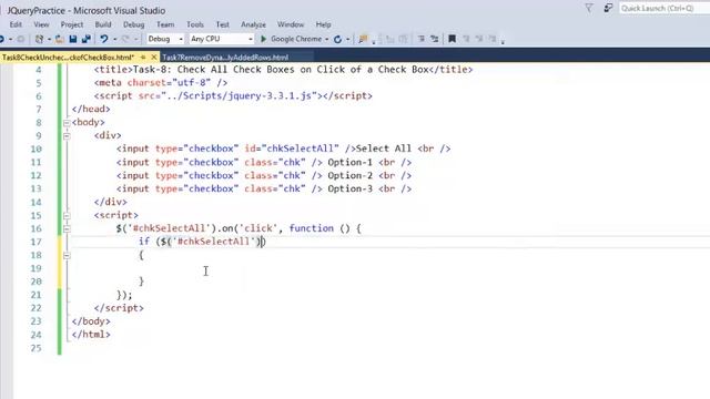Task - 8: Check/Uncheck Check Boxes on Check/Uncheck of a Check Box. Practice & Learn jQuery смотреть онлайн