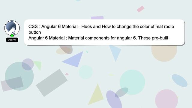 CSS : Angular 6 Material - Hues and How to change the color of mat radio button смотреть онлайн