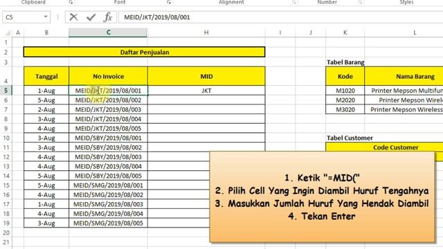 Excel Online Learning: Formula Mid Untuk Mengambil Karakter Di Tengah Suatu Cell смотреть онлайн