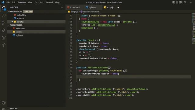 9. Serving Coundown from local Storage | JavaScript Countdown Project Tutorial смотреть онлайн