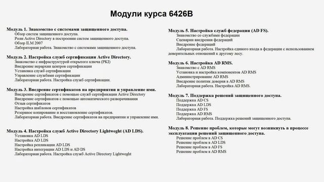 Модули курса M6426B смотреть онлайн