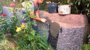 Декор бетонных стен гранитным щебнем. Красиво?