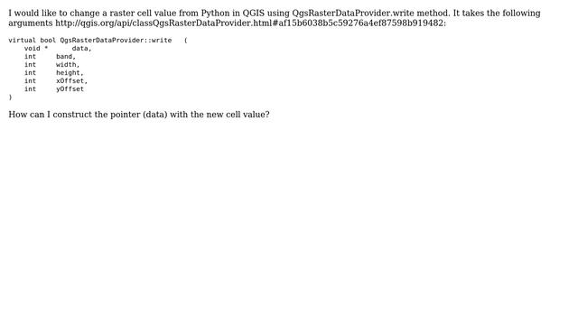 GIS: How can I use QgsRasterDataProvider.write from Python in QGIS? смотреть онлайн