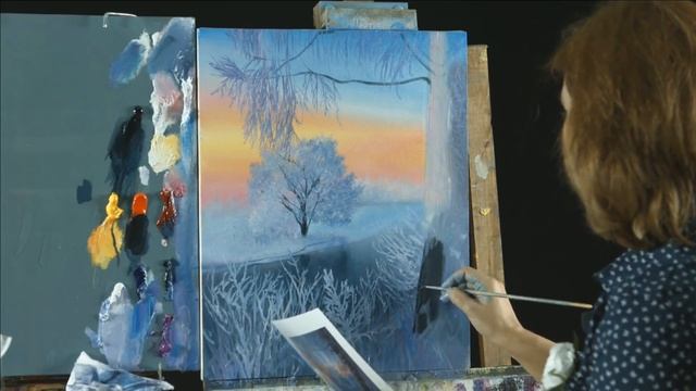 Вебинар по живописи от Ольги Базановой - "Зимний закат". Пишем маслом смотреть онлайн