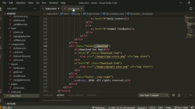 SASS 28-dars. Saytning footer qismini yasash смотреть онлайн