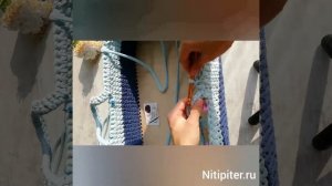 6. Ручки для люльки. Вязание из трикотажной пряжи люльки для младенца.