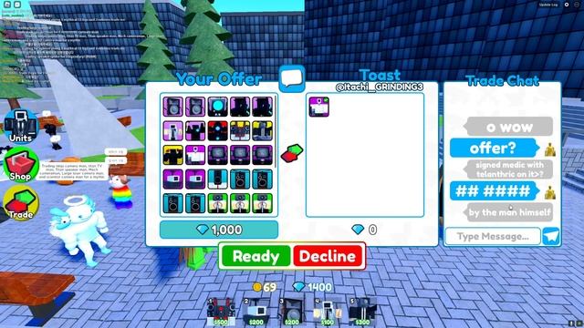 TRADING 1,000 GEMS IN TOILET TOWER DEFENSE FOR CRAZY OFFERS | Toilet Tower Defense | Trading Roblox смотреть онлайн