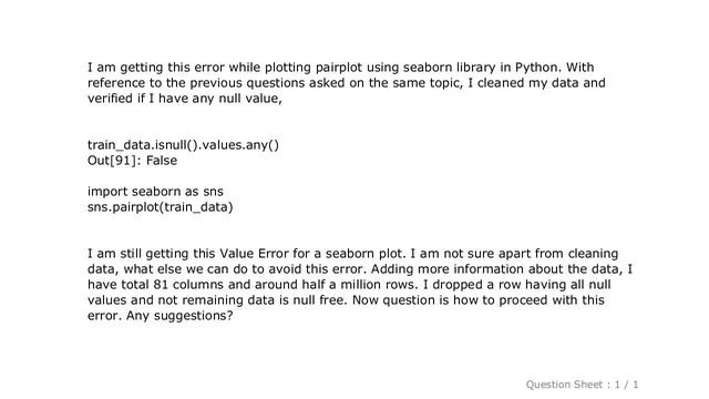 Pandas : Seaborn pairplot ValueError: max must be larger than min in range parameter смотреть онлайн