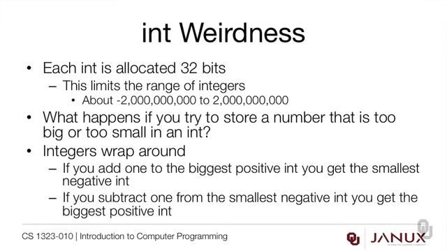 Introduction to Computer Programming - Storing Primitive Data - int and double смотреть онлайн