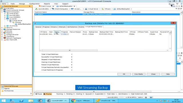 #Commvault - #VMware Streaming Backup + #VM Backup options + Reviewed Logs (For beginners) смотреть онлайн