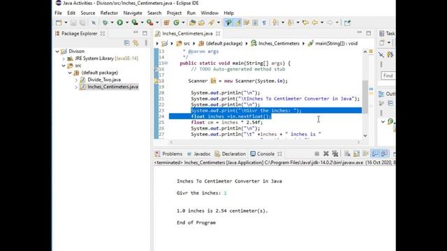 Inches To Centimeter Converter in Java смотреть онлайн