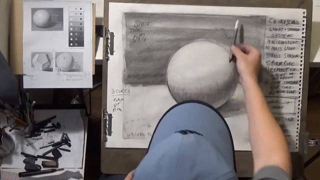 Charcoal Drawing: Chiaroscuro of a Ball With Audio Lecture. Part 2 смотреть онлайн