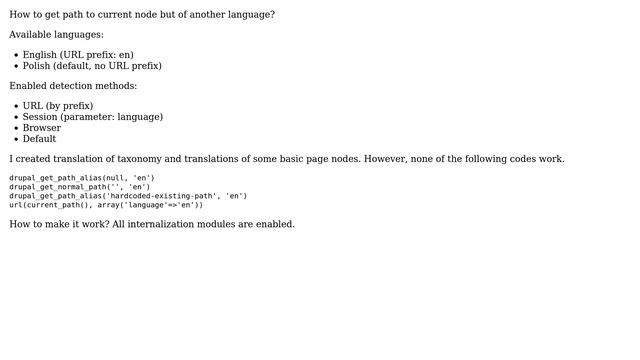 Drupal: How can I get the translated path to the current node? смотреть онлайн