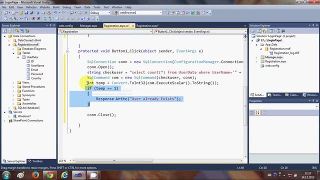 ASP NET Tutorial 4  How to Create a Login website   Connecting Database to Registration Page