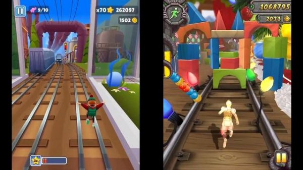 Subway Surfers: Seattle VS Temple Run 2 Magical Winter Toyland!  Walkthrough