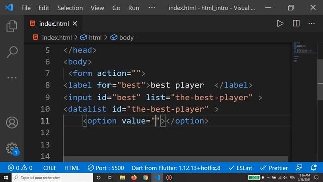 HTML 5 tutorial - datalist element смотреть онлайн