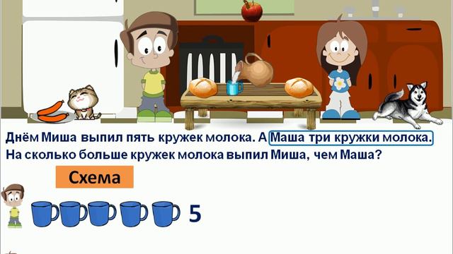 Урок. Задача. Задачи на разностное сравнение. Математика 1 класс. #учусьсам смотреть онлайн