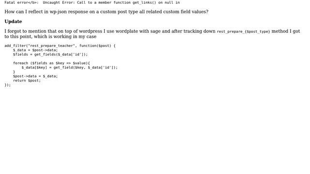 Wordpress: Custom Post type with ACF in REST API, how do I get those values? смотреть онлайн