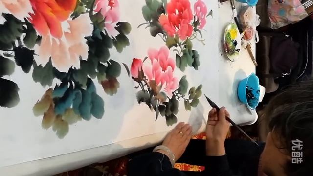 Chinese Painting Peony in Chinese watercolor смотреть онлайн