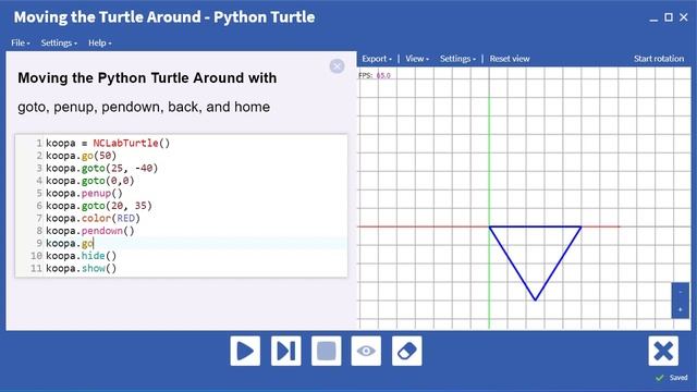 Moving the Turtle with goto, penup, pendown, back, home смотреть онлайн