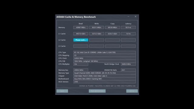 AIDA64 Z690 E 12900KS DDR5 Cache & Memory Benchmark смотреть онлайн