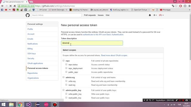 Github ' da Access Token ( Repo ) Oluşturma смотреть онлайн