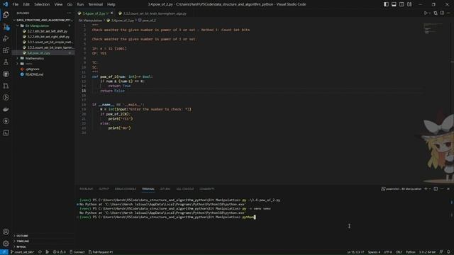 3.4. Check whether number is pow of 2 | Data Structures and Algorithm | Python смотреть онлайн