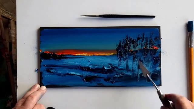 Рисуем Зимний вечер. Мастихин. Масло. Сергей Хахонин / Painting by Artist Sergej Hahonin смотреть онлайн